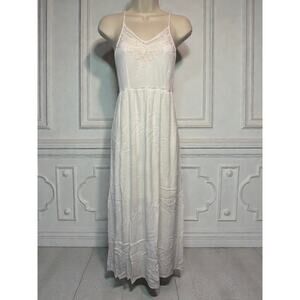 Japna Cream Embroidered Floral Cami Dress XS Boho Festival Cottagecore Wedding